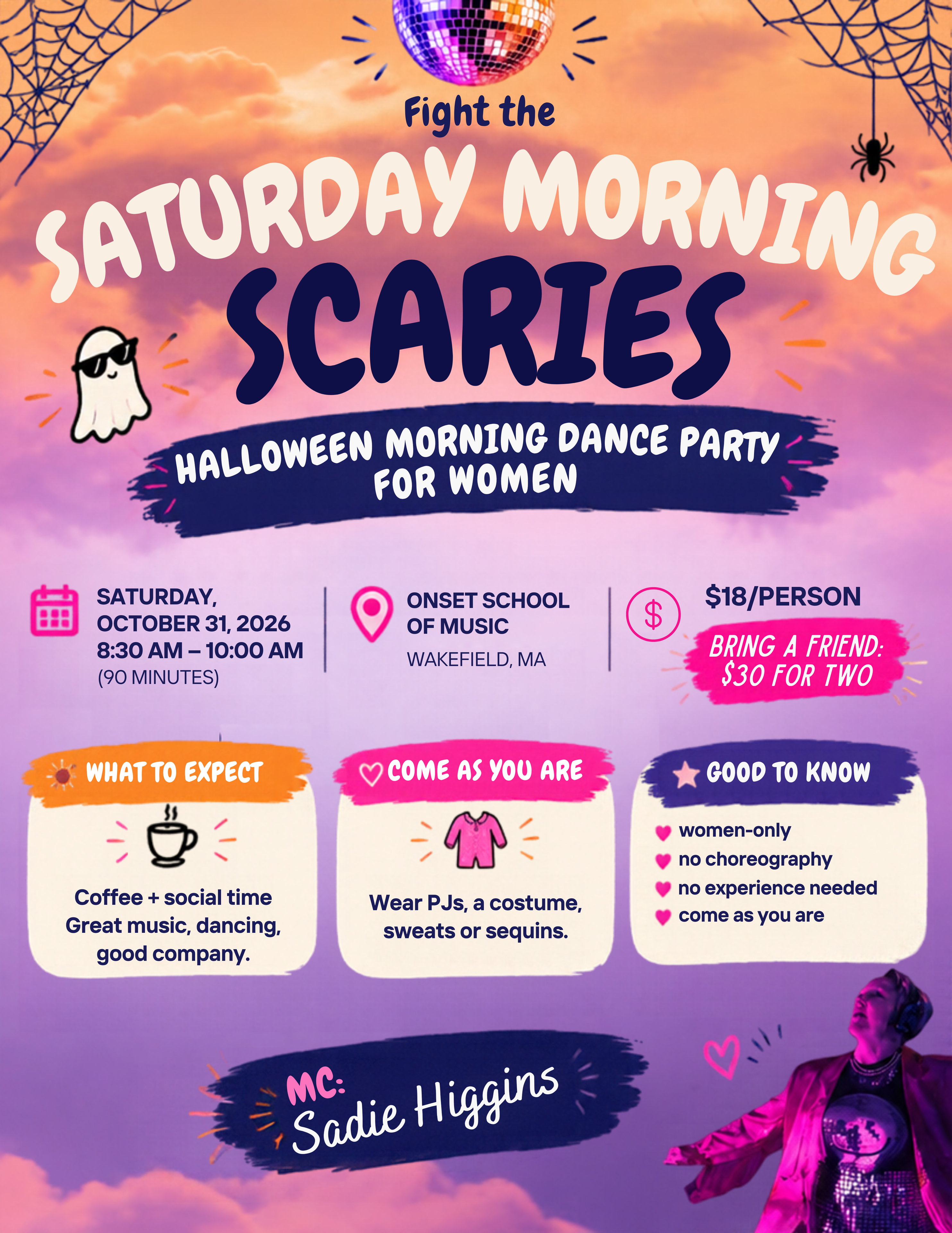 Saturday Morning Scaries — Halloween Morning Dance Party for Women flyer